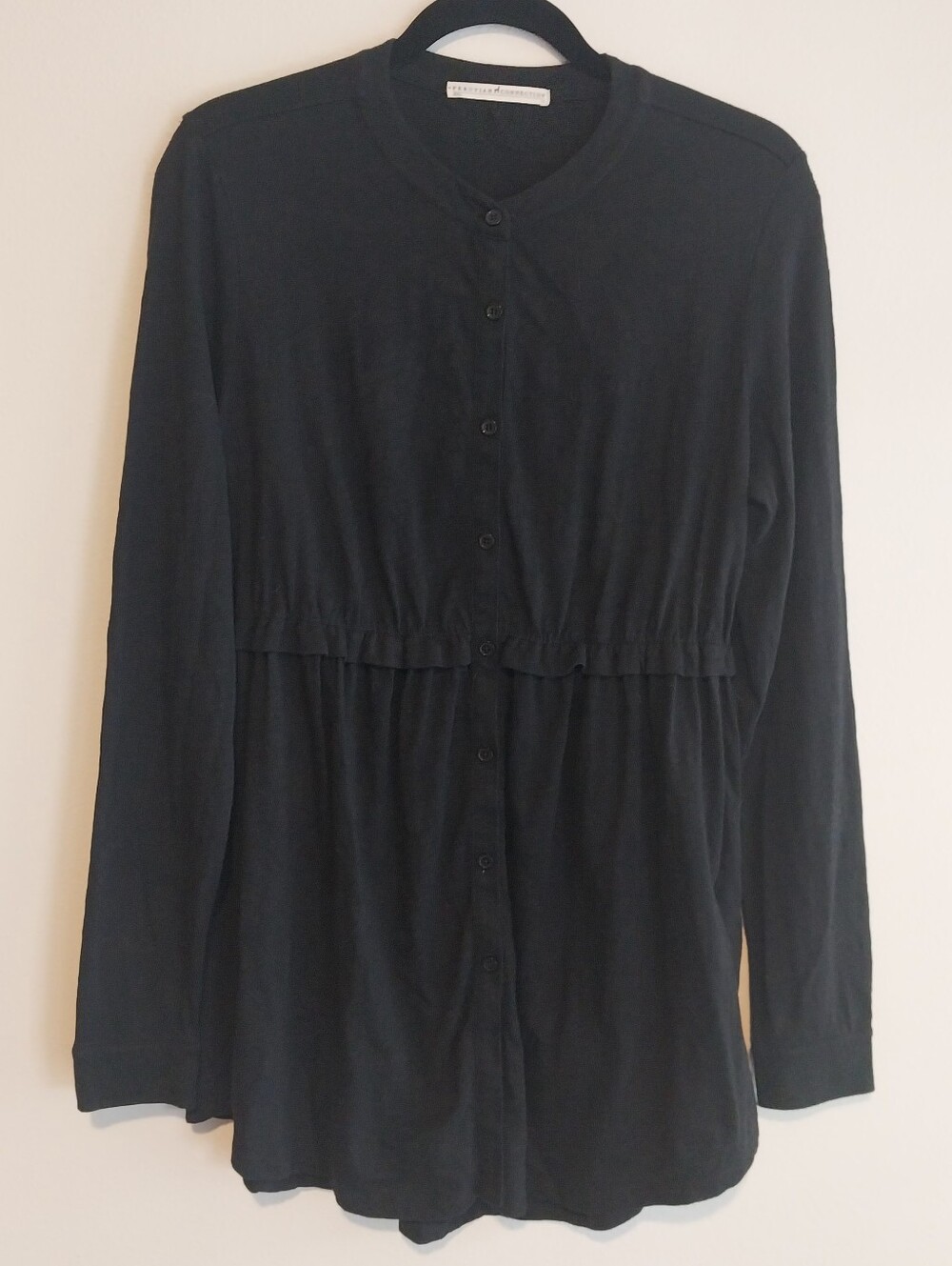 Peruvian Connection Black 100% Cotton Long Sleeve Babydoll Mini Shirt Dress